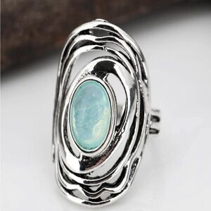 Elegant Silver and Blue Women's Ring